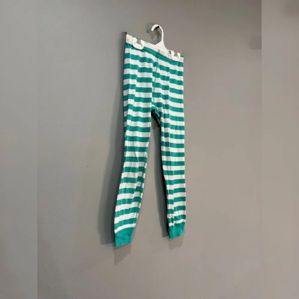 Kids Green/White Hanna Andersson Striped L/S Pajama Set Size 6-7 EUC